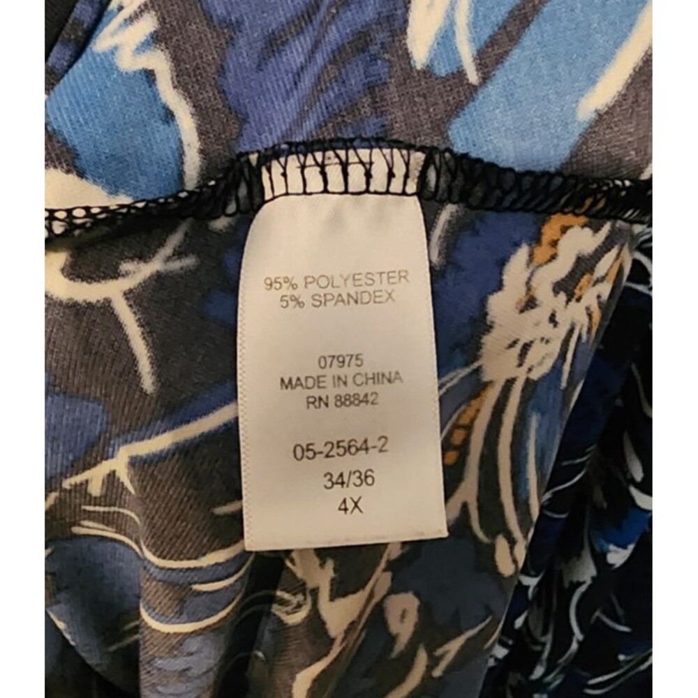 Roamans Swing Dress Woman's Plus size 4X 3/4 sleeve Boatneck Blue White Floral - Picture 5 of 5